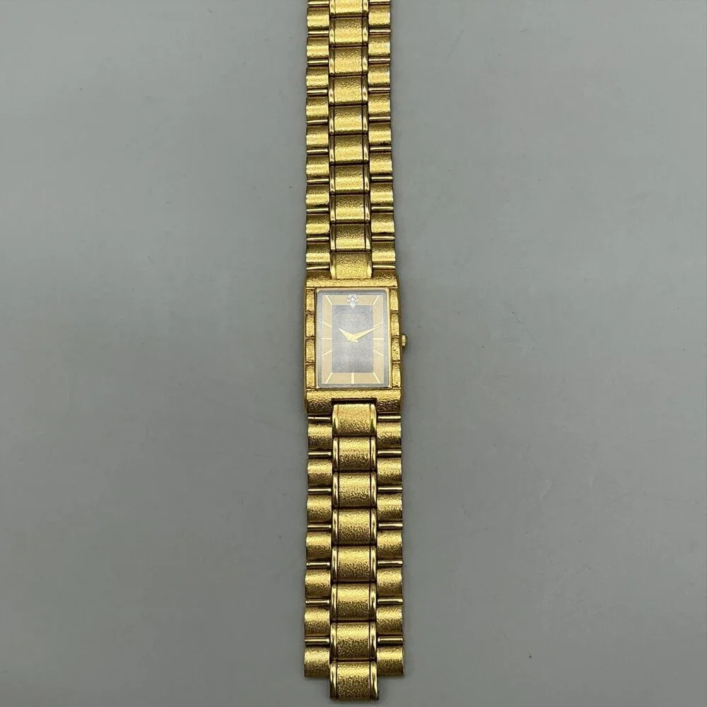 Vintage Seiko Womens Watch 22mm Black Gold Tone 7N00-5C00 For Parts New Battery